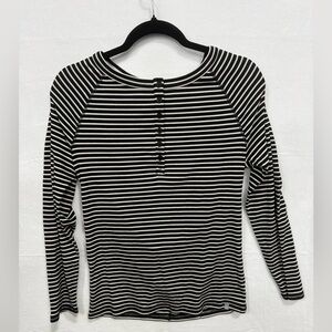 RIBBED HENLEY TEE - WIMBLEDON STRIPE, T by Talbots, NWT black/white stripe sz M